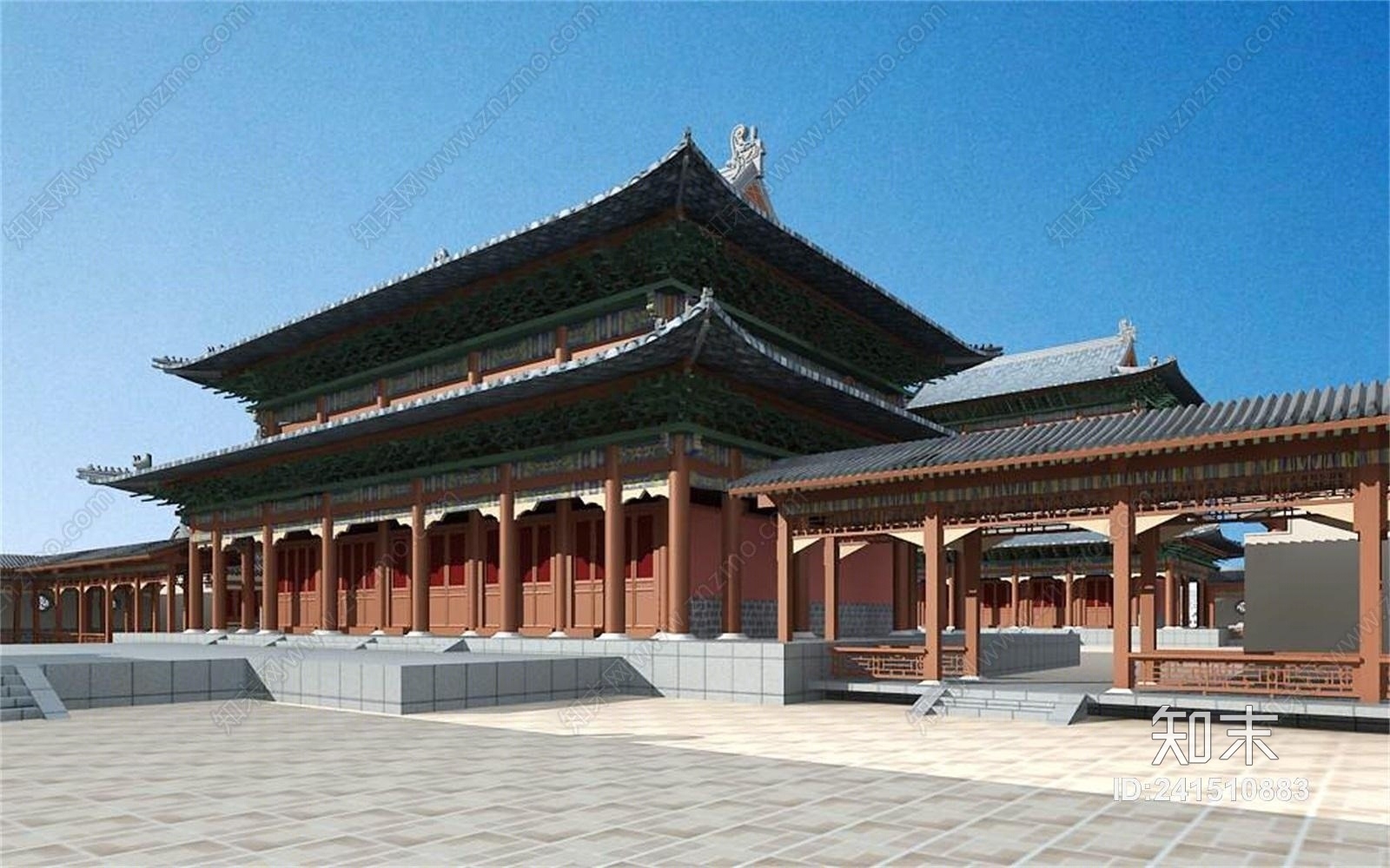 中式妈祖庙中式古建筑寺庙3D模型下载【ID:241510883】