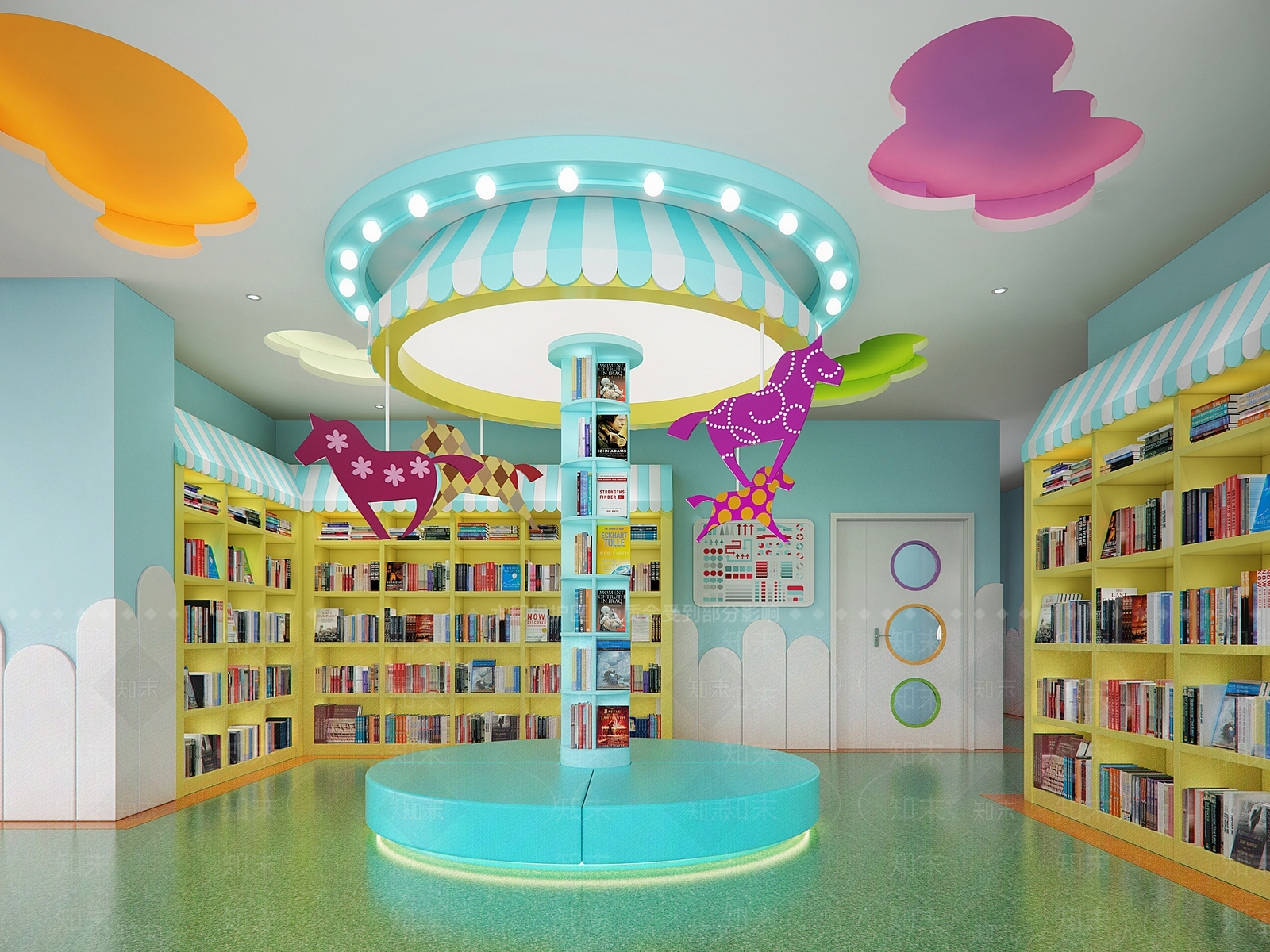 现代幼儿园走道绘本室3D模型下载【ID:541527100】