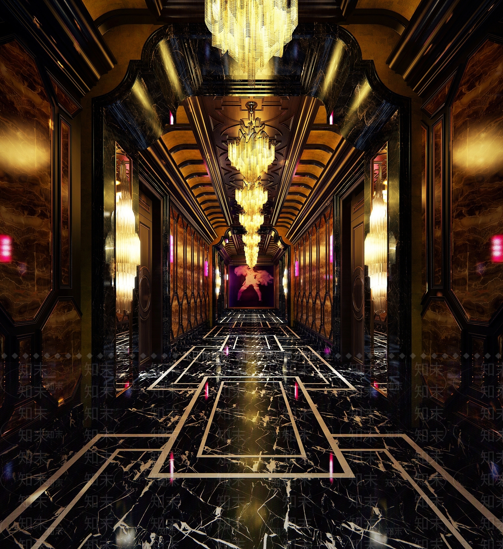 新古典KTV商务走道3D模型下载【ID:741538056】