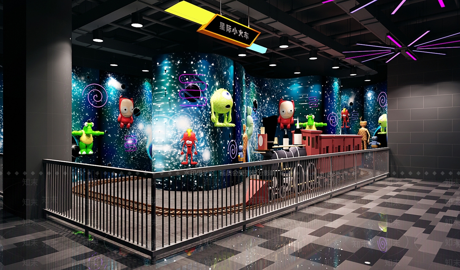 工业风游乐场小火车区3D模型下载【ID:741538088】