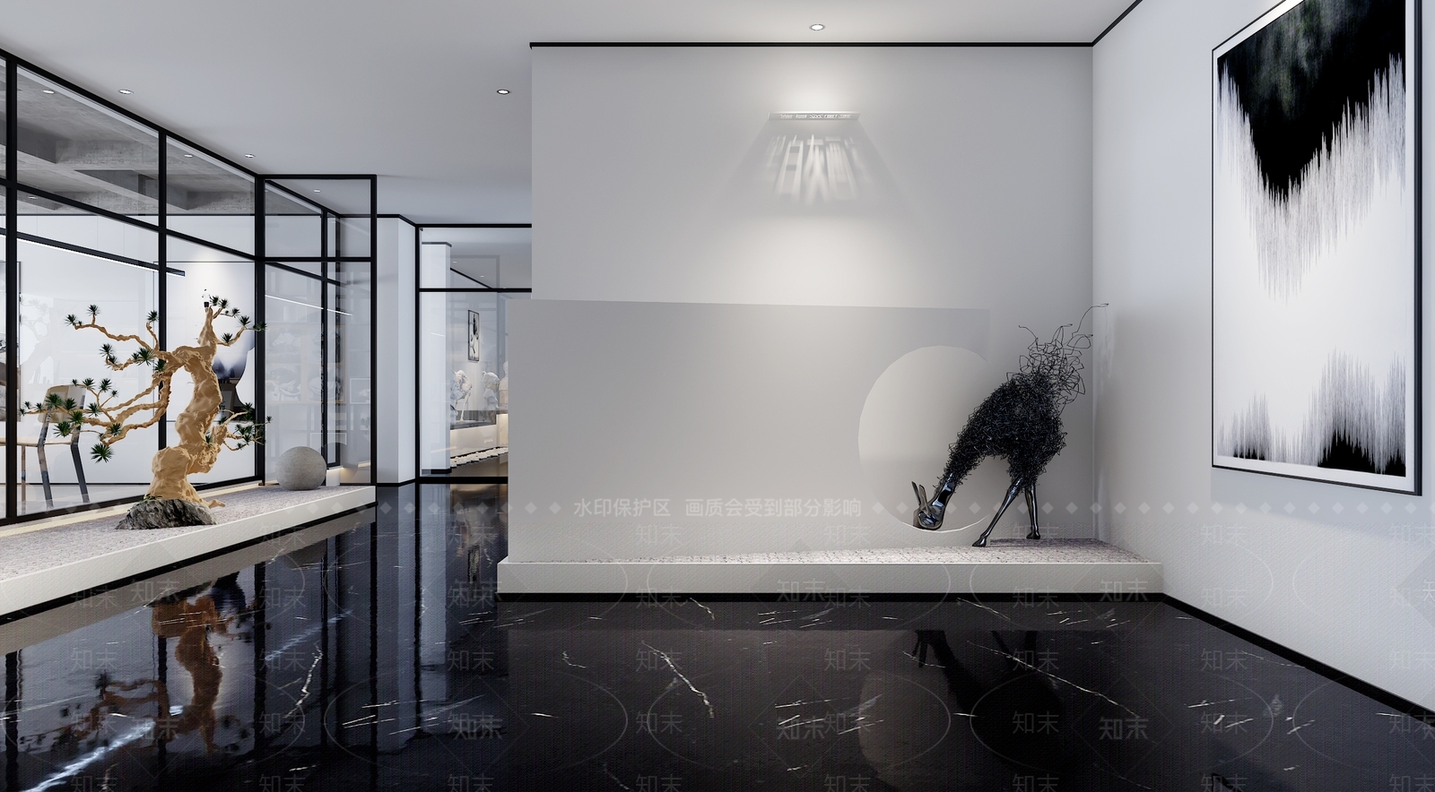 现代极简黑白灰画室美术学校培训机构3D模型下载【ID:541549889】