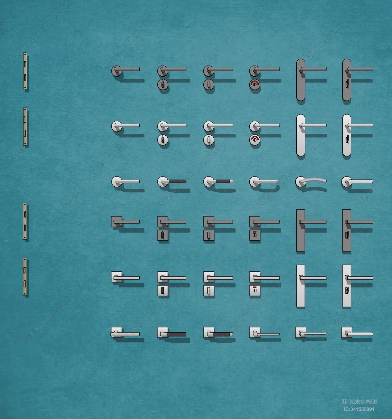 现代门把手配件SU模型下载【ID:341555891】