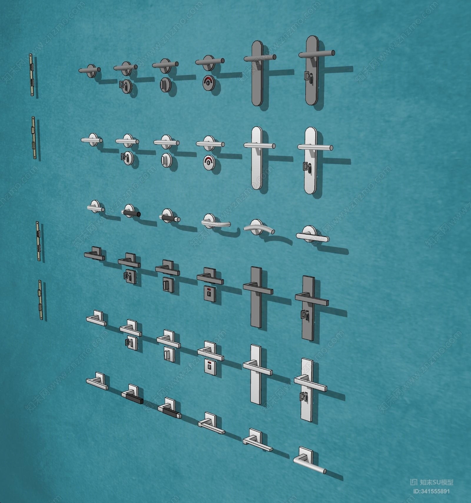 现代门把手配件SU模型下载【ID:341555891】