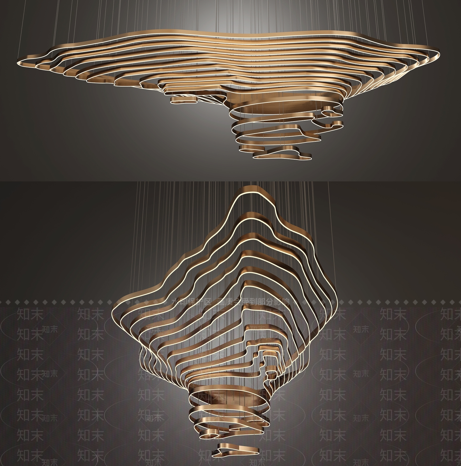 现代异形吊灯3D模型下载【ID:541558890】_知末3d模型网