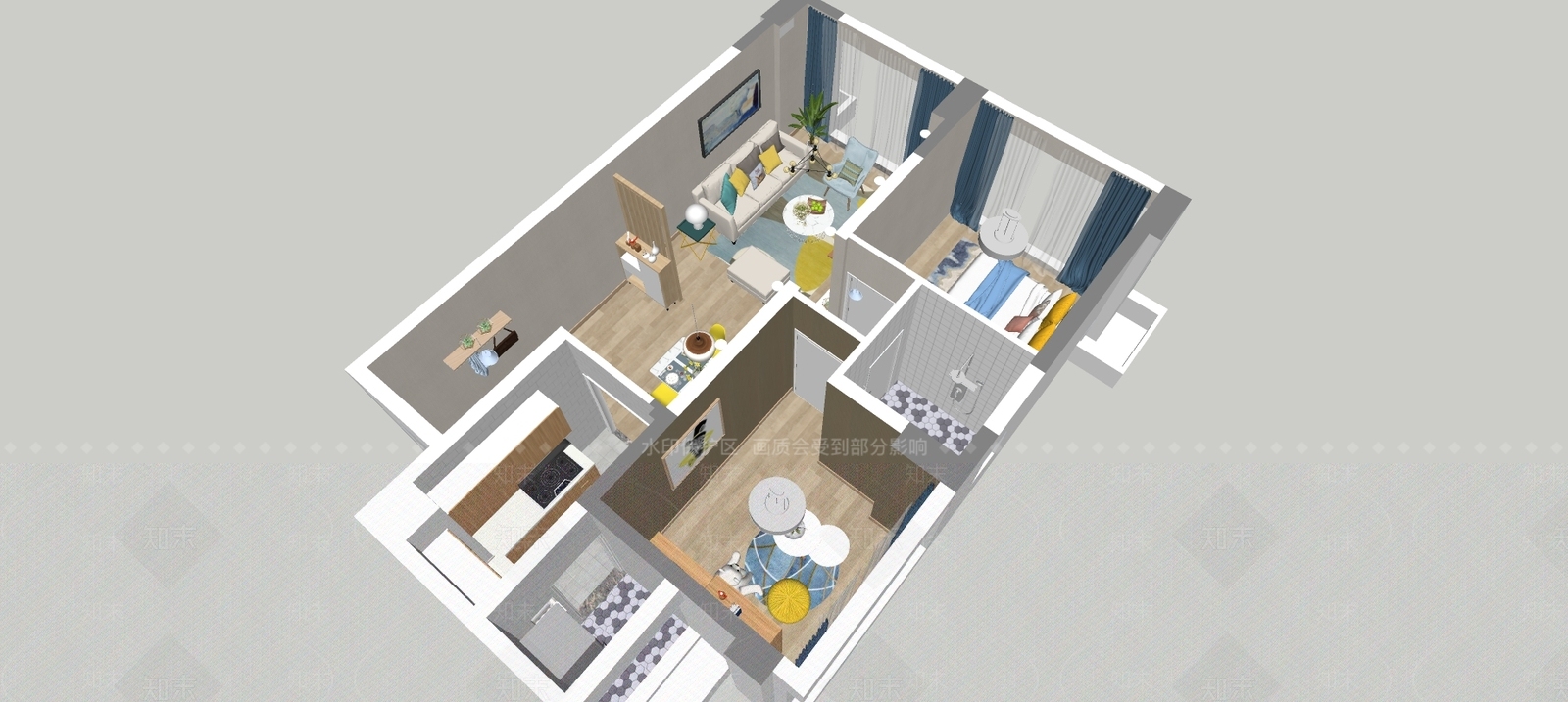 北欧简约室内设计家装SU模型下载【ID:941560844】