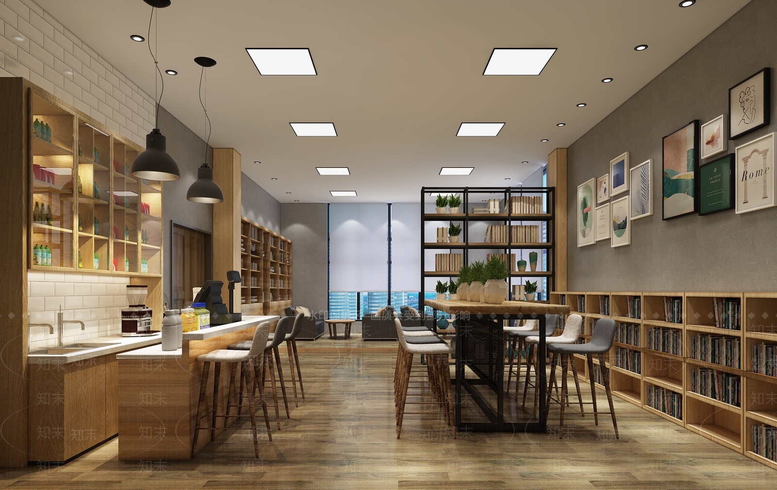 现代北欧书吧3D模型下载【ID:241561726】