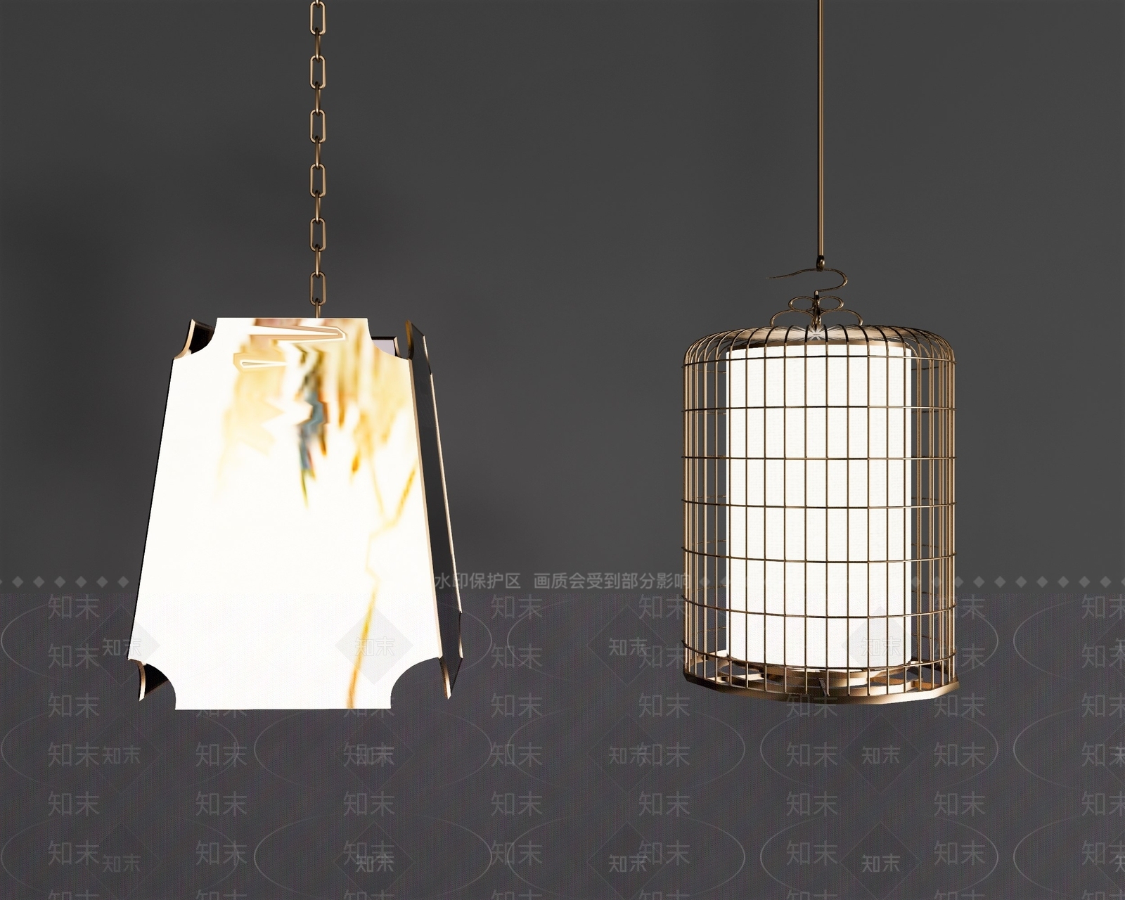 新中式鸟笼吊灯组合SU模型下载【ID:341566802】