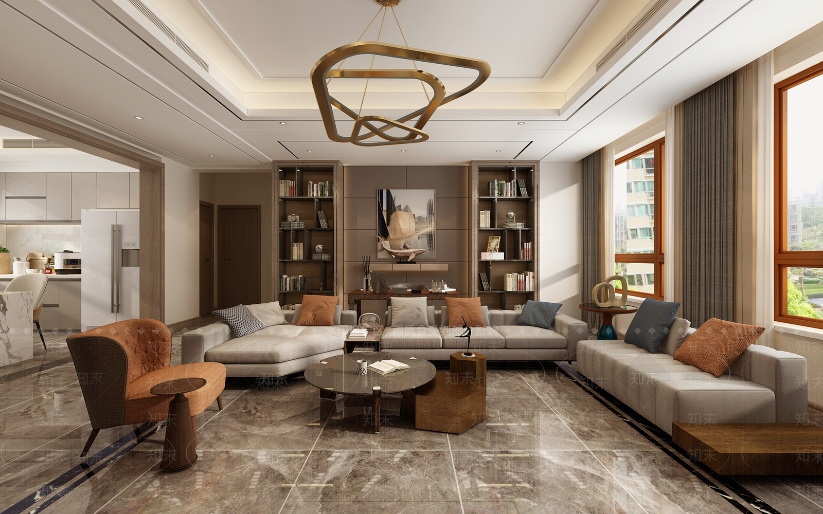 现代港式客厅3D模型下载【ID:741614765】