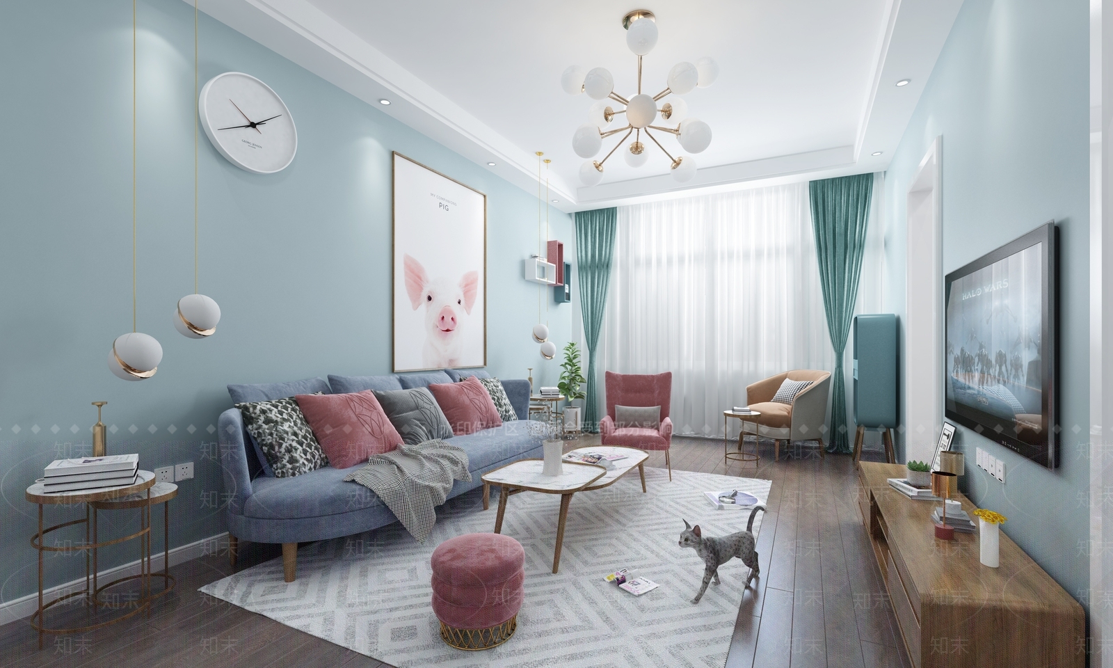 北欧风格客厅茶室3D模型下载【ID:741584754】