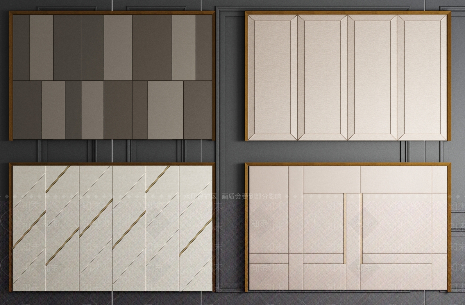 现代皮革硬包软包背景墙组合3D模型下载【ID:141628118】