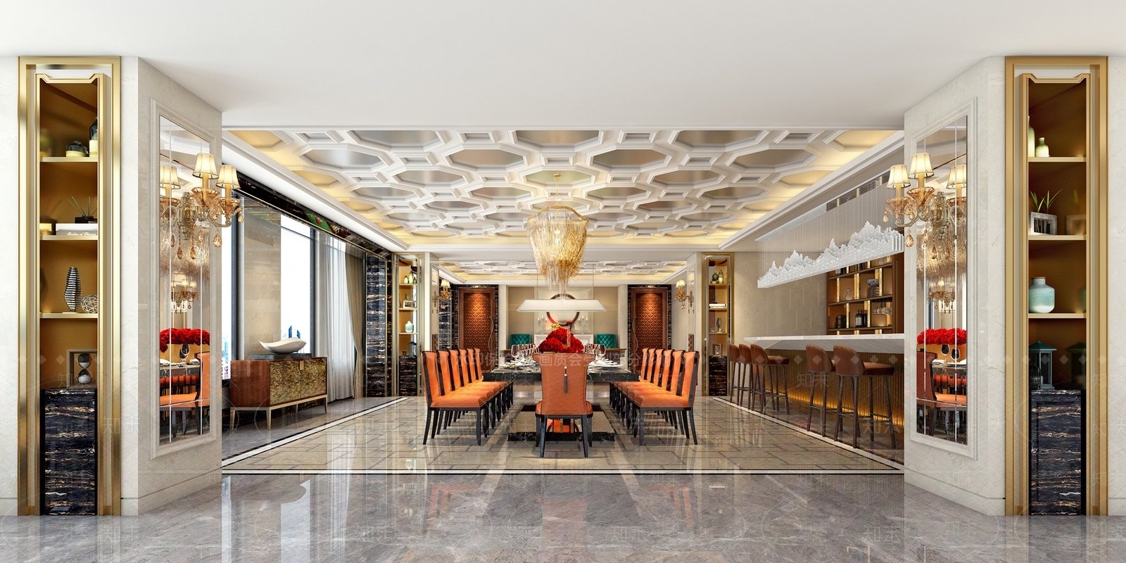 现代餐厅水吧台3D模型下载【ID:841633673】