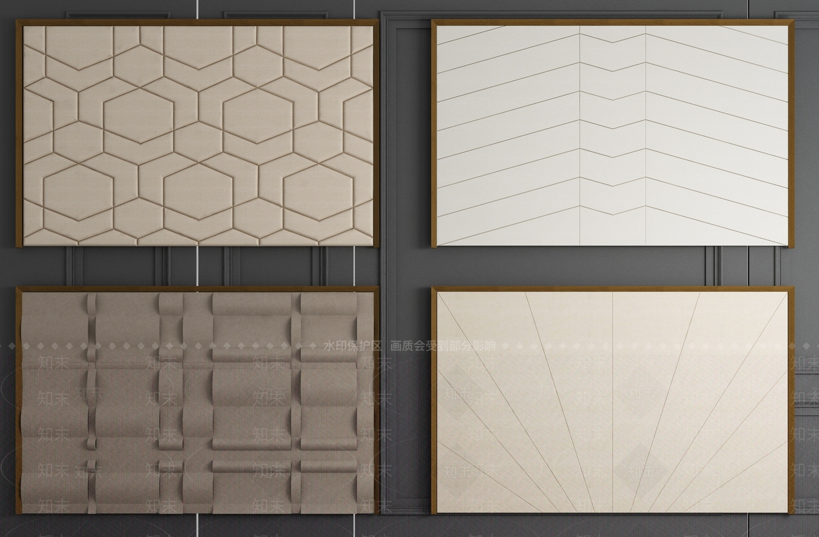 现代皮革硬包软包背景墙组合3D模型下载【ID:141635173】