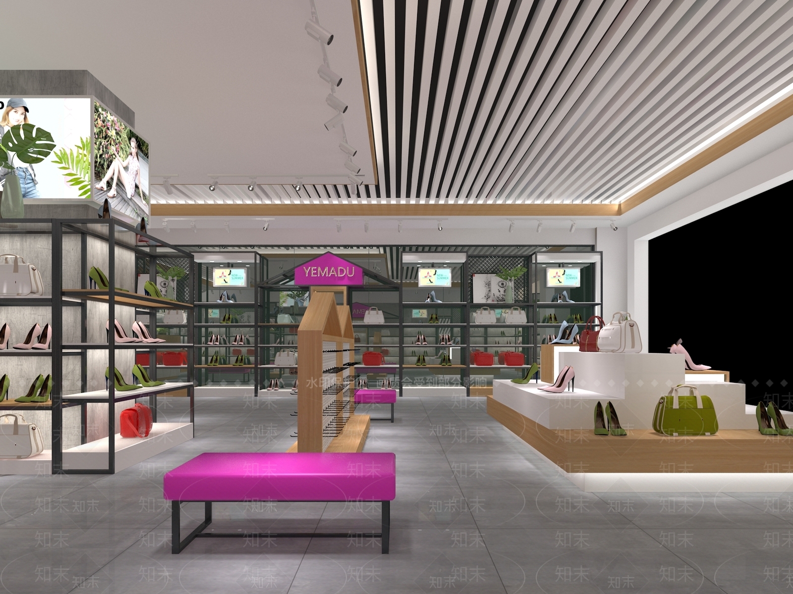 现代时尚鞋店3D模型下载【ID:741640754】