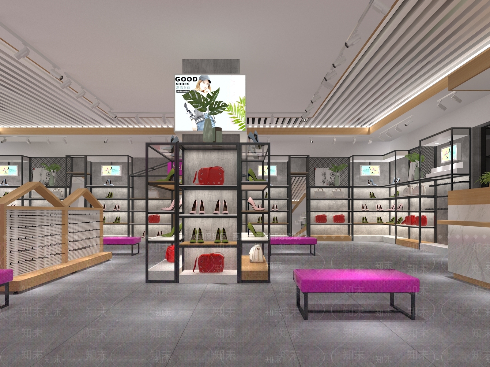 现代时尚鞋店3D模型下载【ID:741640754】