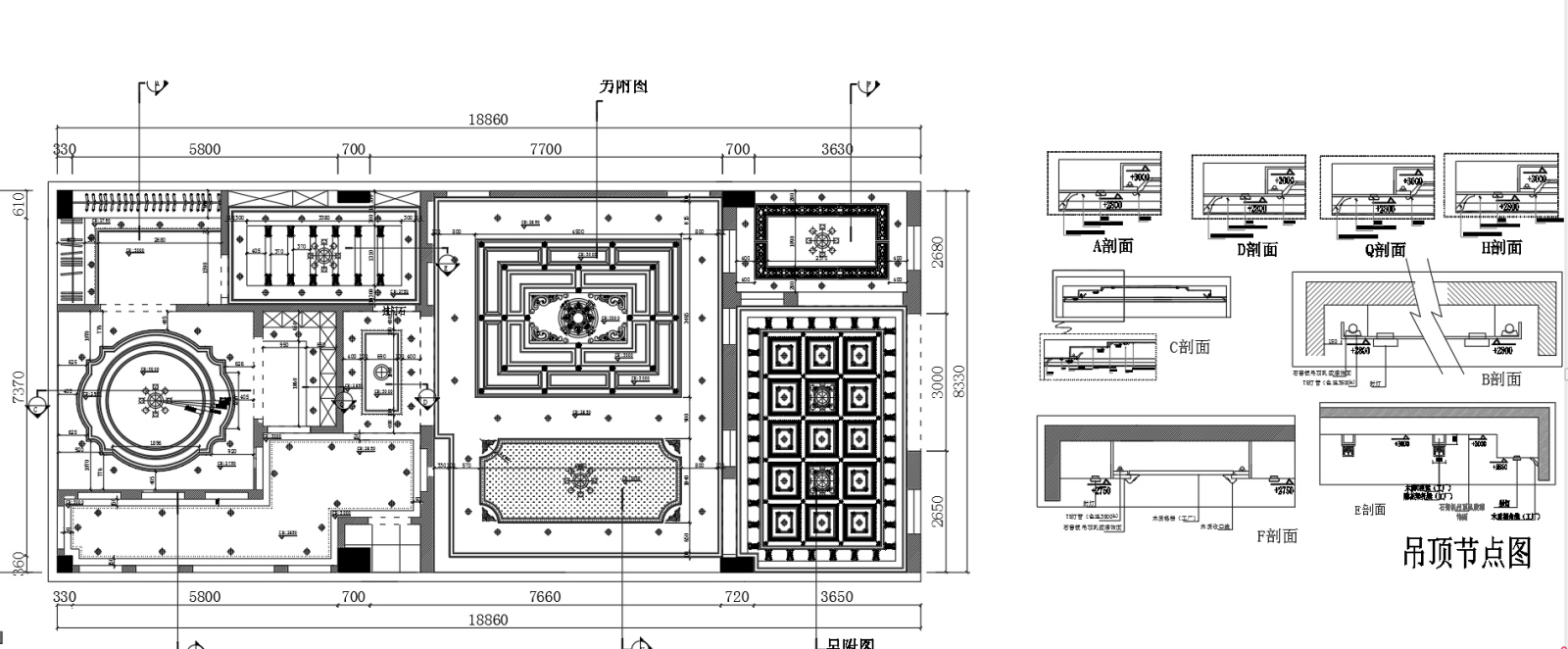 天花吊顶CAD图库剖面cad施工图下载【ID:241662189】