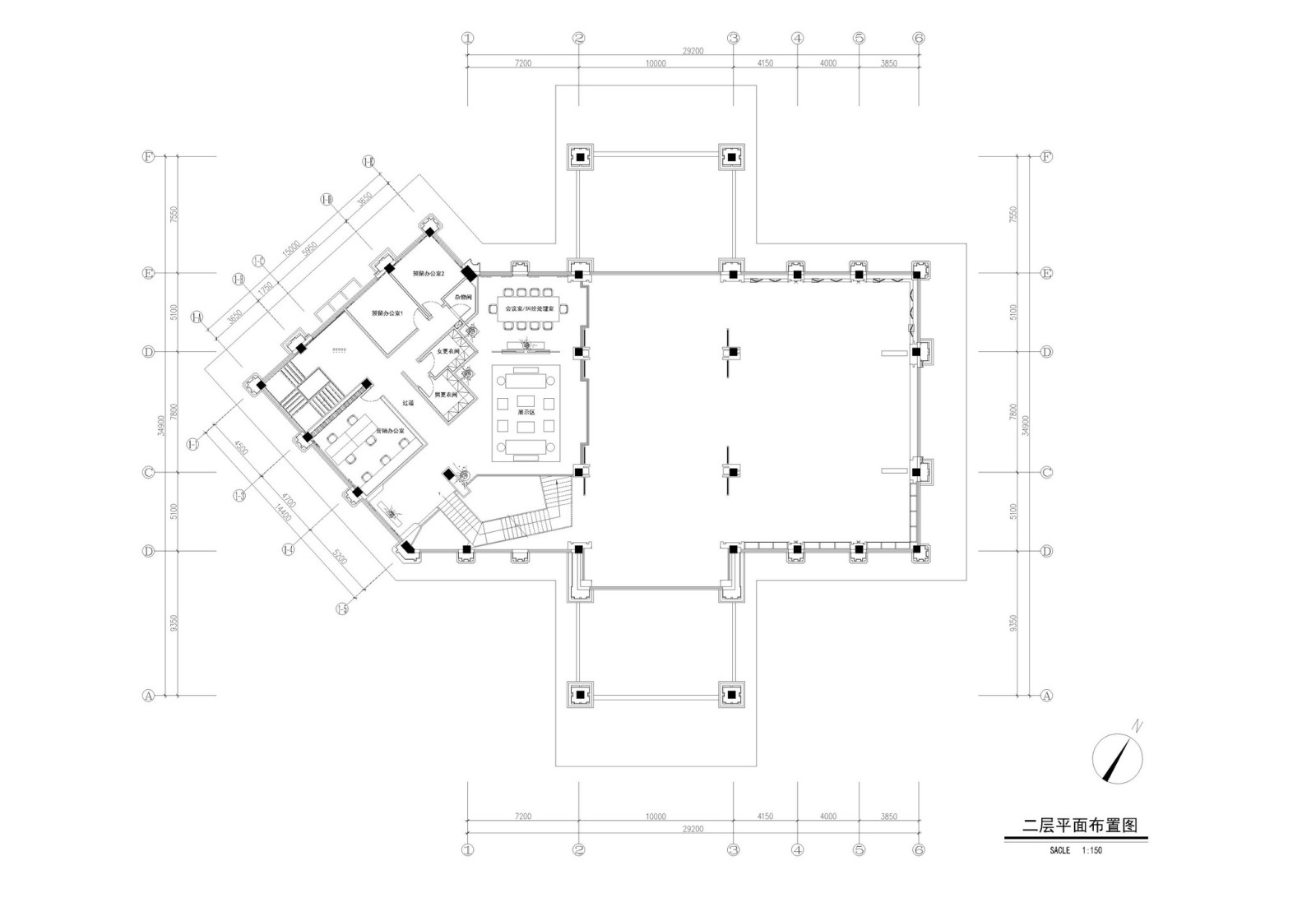 戴昆-现代新中式售楼处楼盘案例cad施工图下载【ID:641700865】