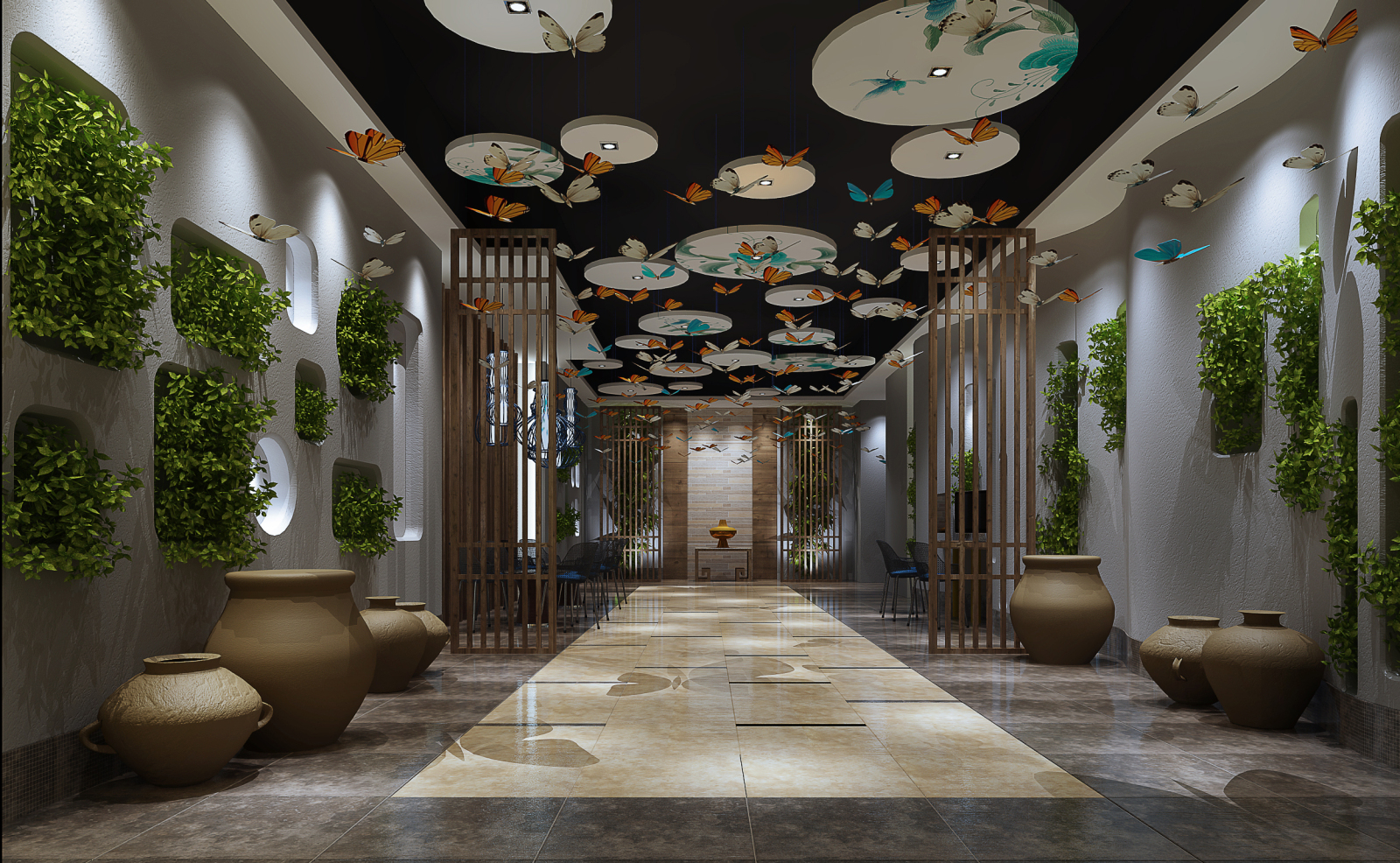 彩蝶纷纷火锅店cad施工图下载【ID:641870796】