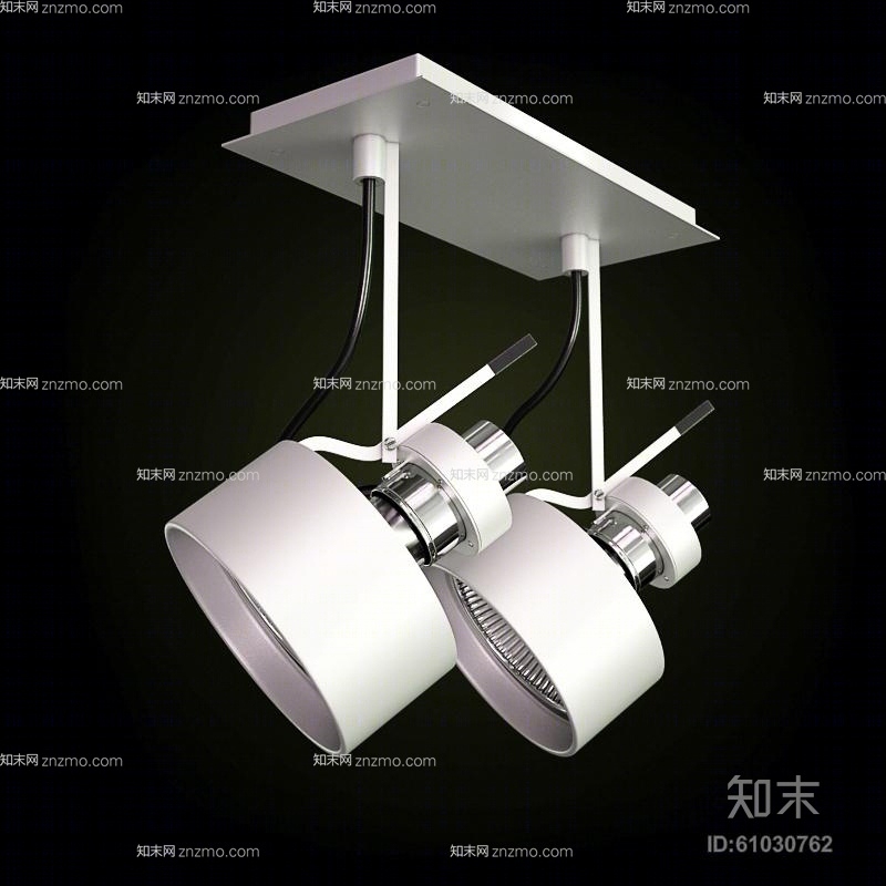 现代白色金属筒灯射灯3D模型下载【ID:61030762】