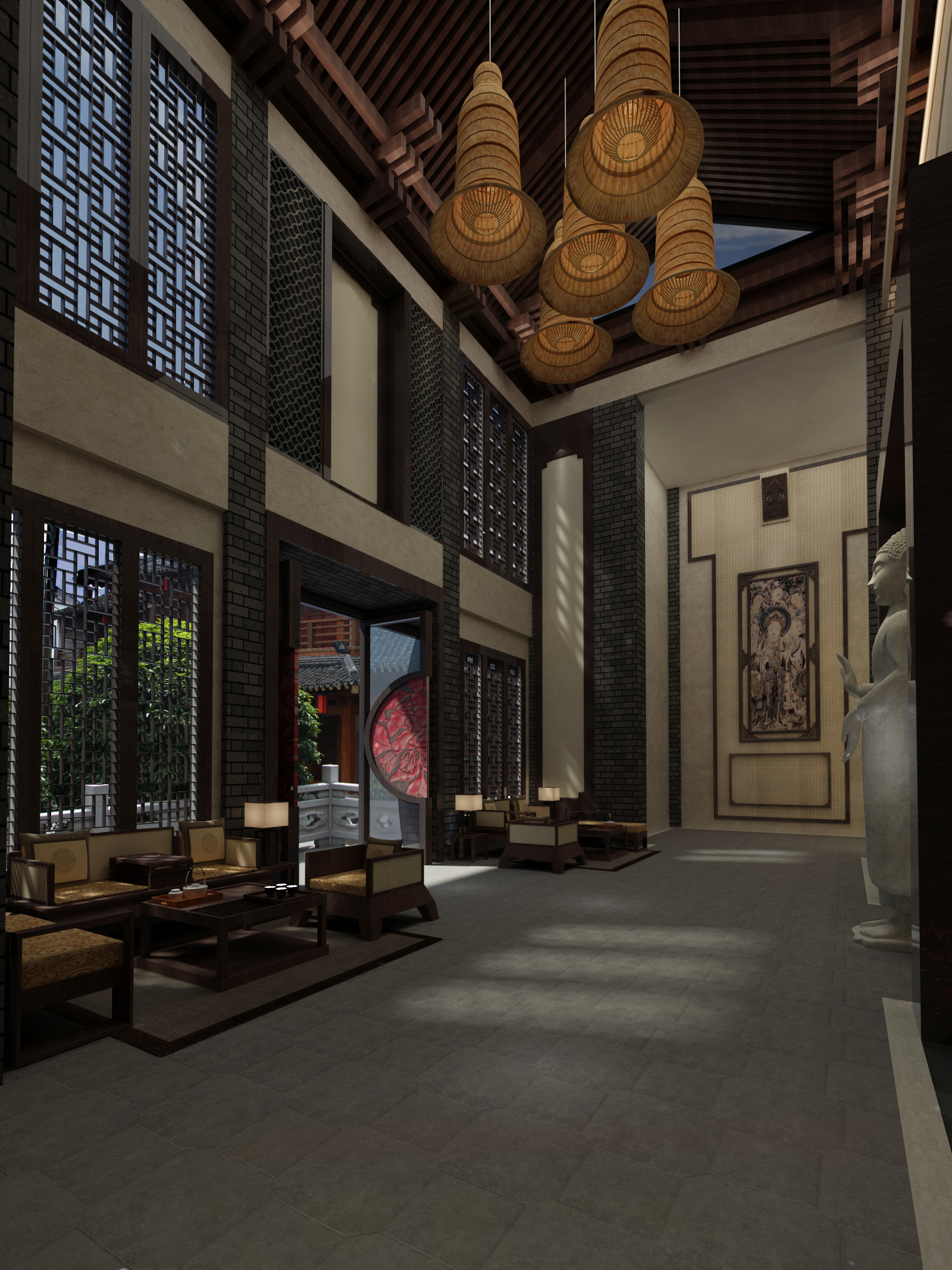 金螳螂--杭州香积寺施工图+效果图+草图模型+概念方案+实景图cad施工图下载【ID:743133109】