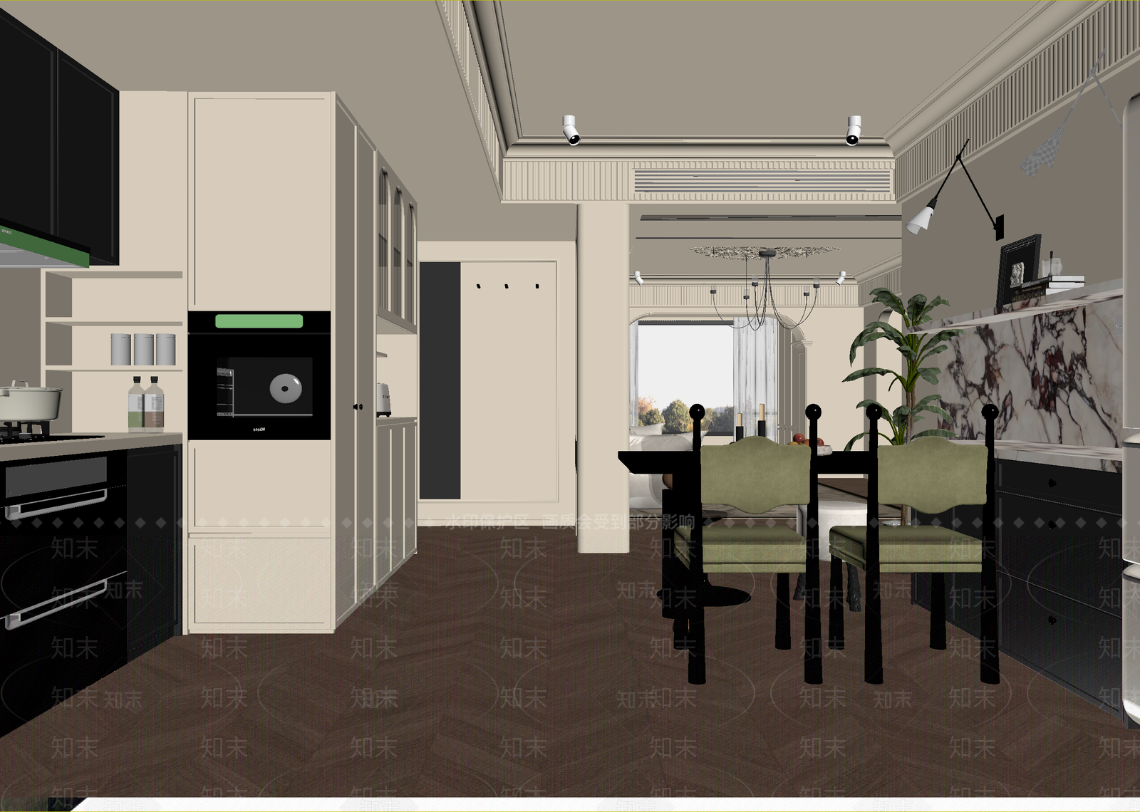法式客餐厅3D模型下载【ID:1215046768】