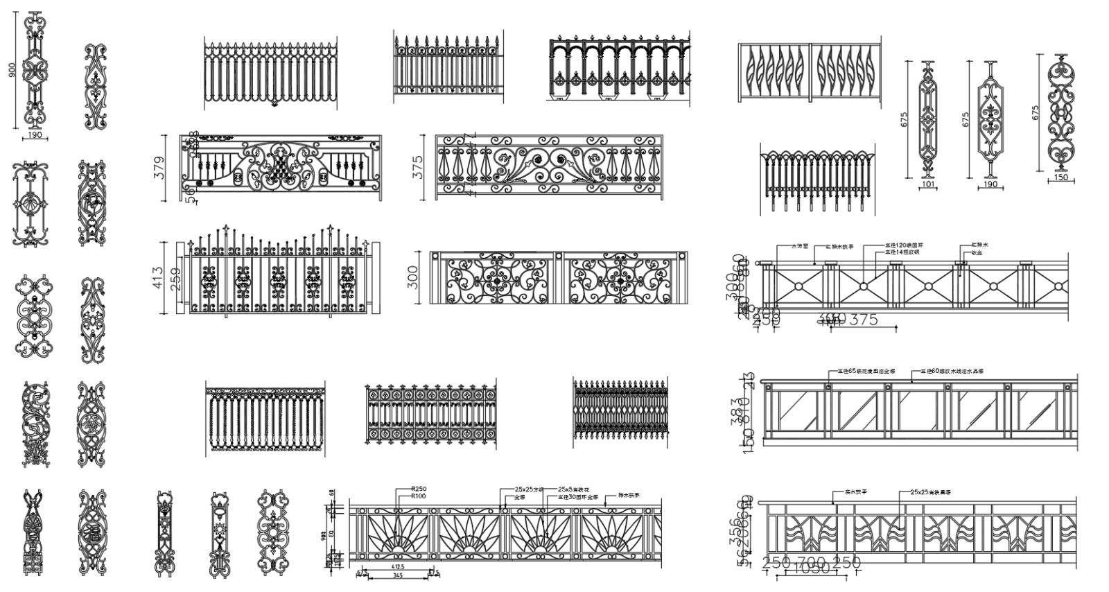 AFSO傅厚民-铁艺栏杆图库CAD景观图纸施工图下载【ID:243644169】