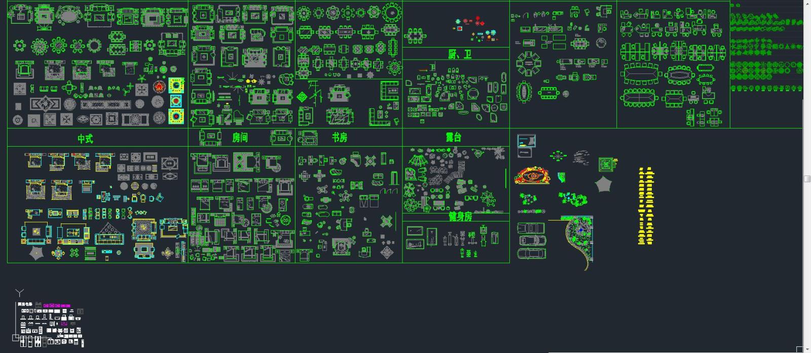 平面家具图库cad施工图下载【ID:243673132】