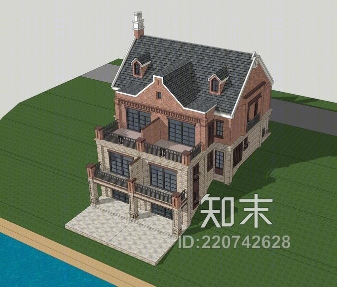 英式双拼别墅SU模型下载【ID:220742628】