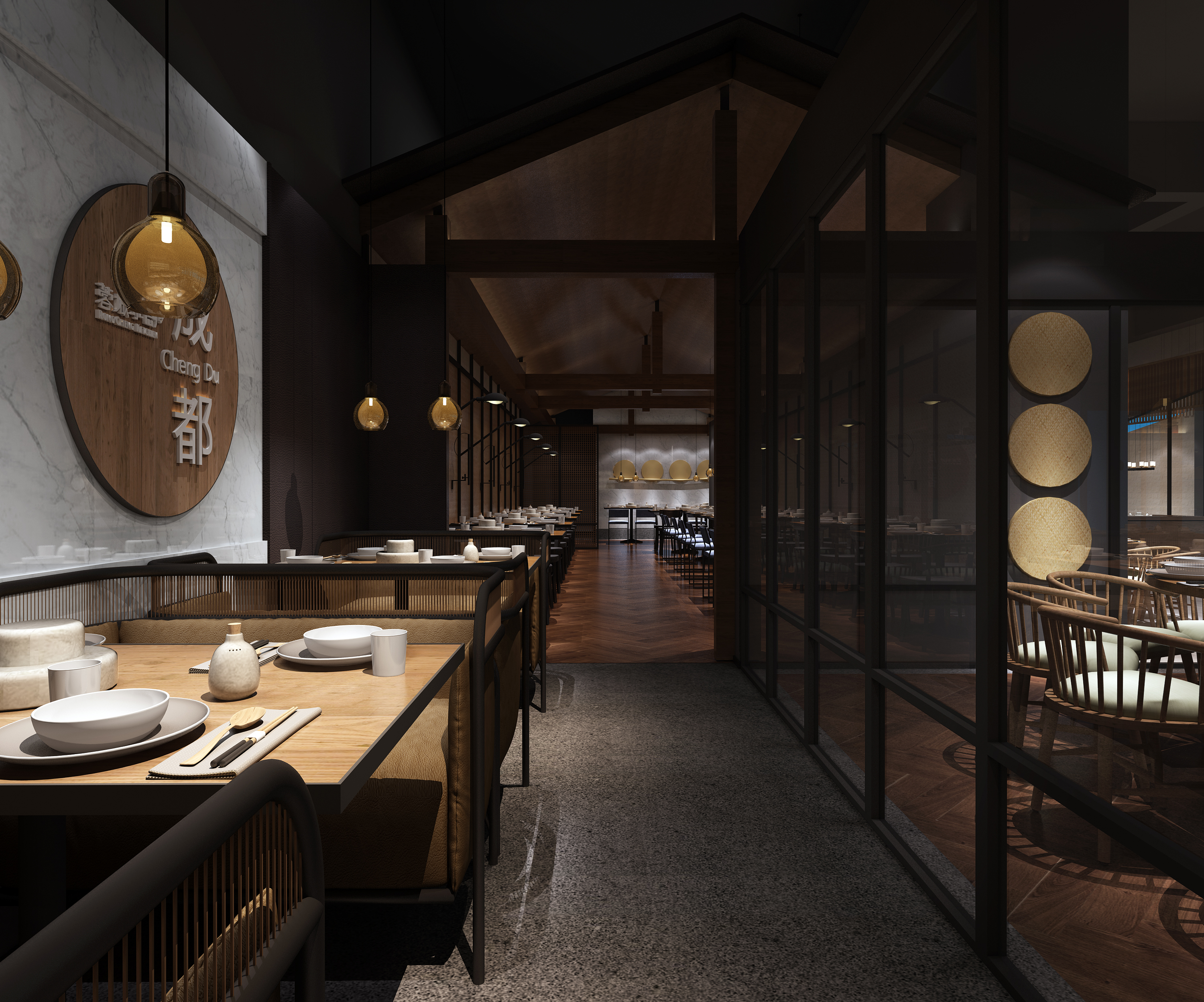 中式餐饮cad施工图下载【ID:845001943】