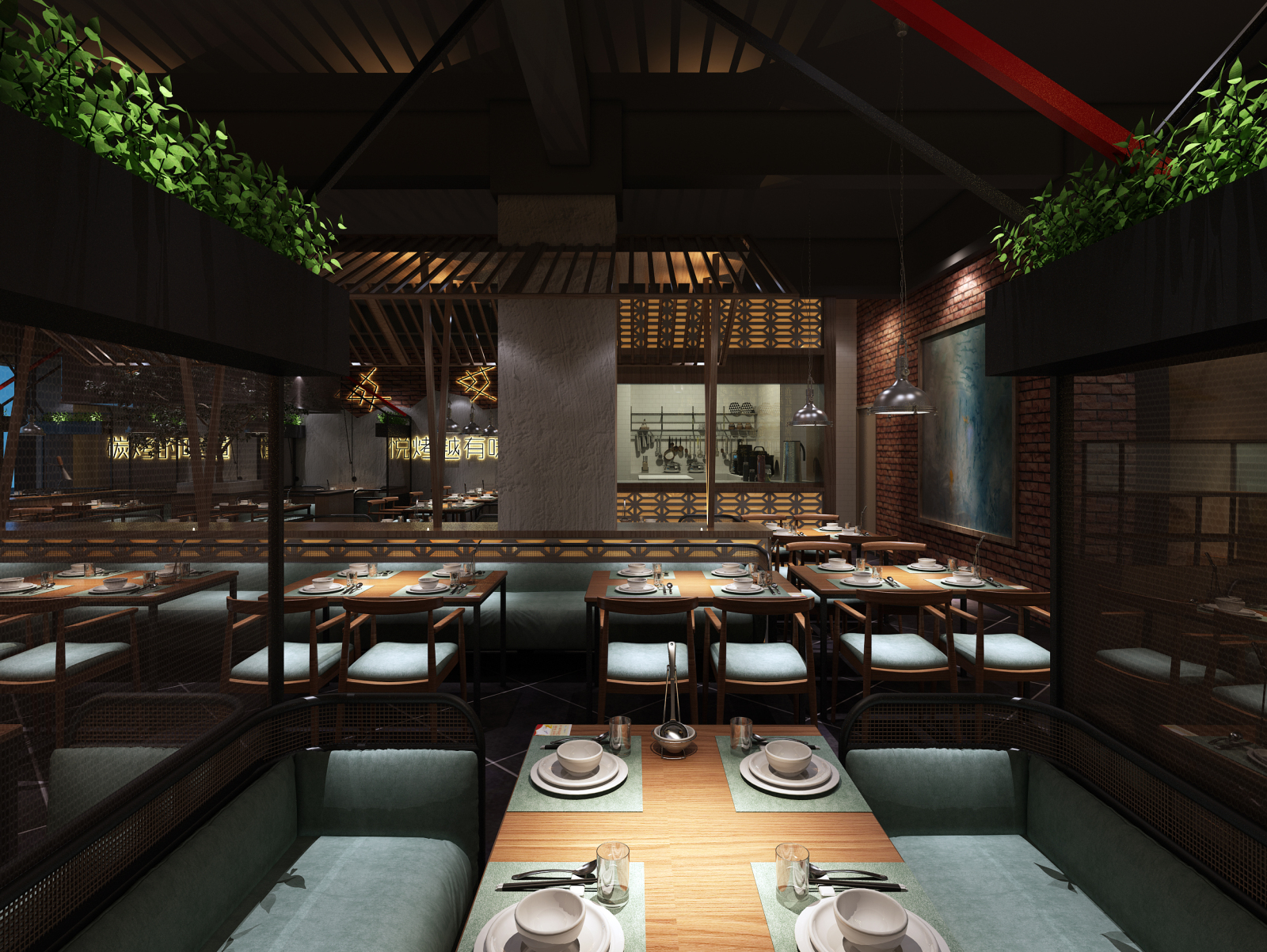 网红碳烤餐吧cad施工图下载【ID:645748706】