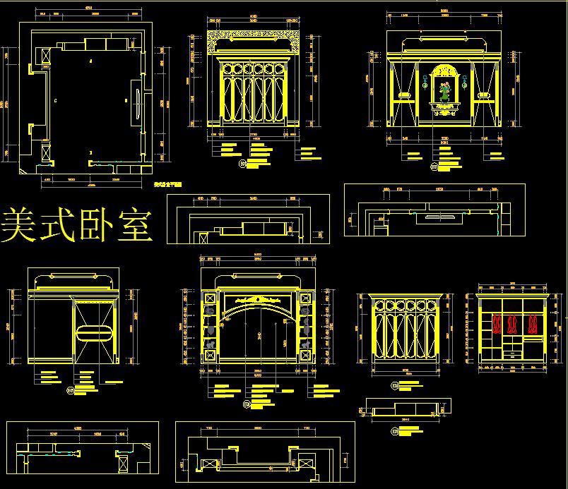 HBA-奢华欧式家装墙板吊顶背景墙cad施工图下载【ID:246171194】