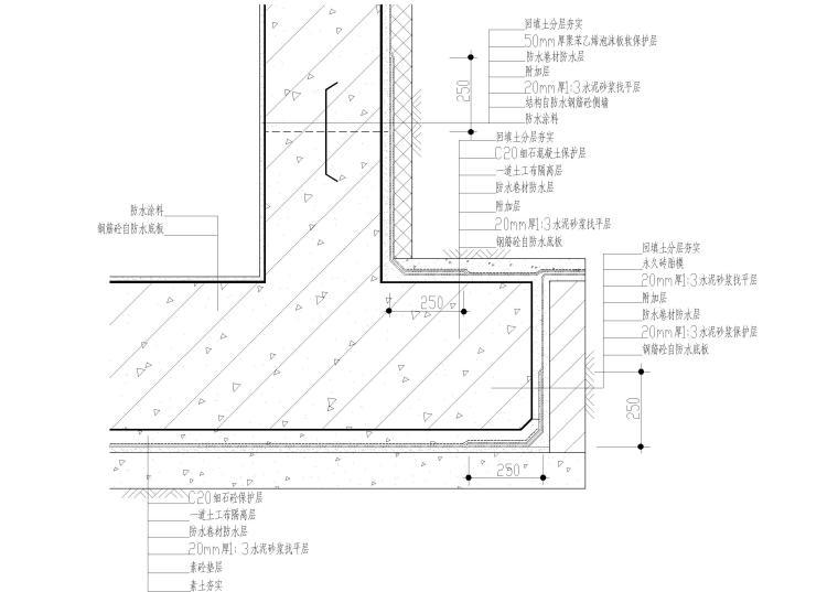 防水节点大样图cad施工图下载【ID:347076613】