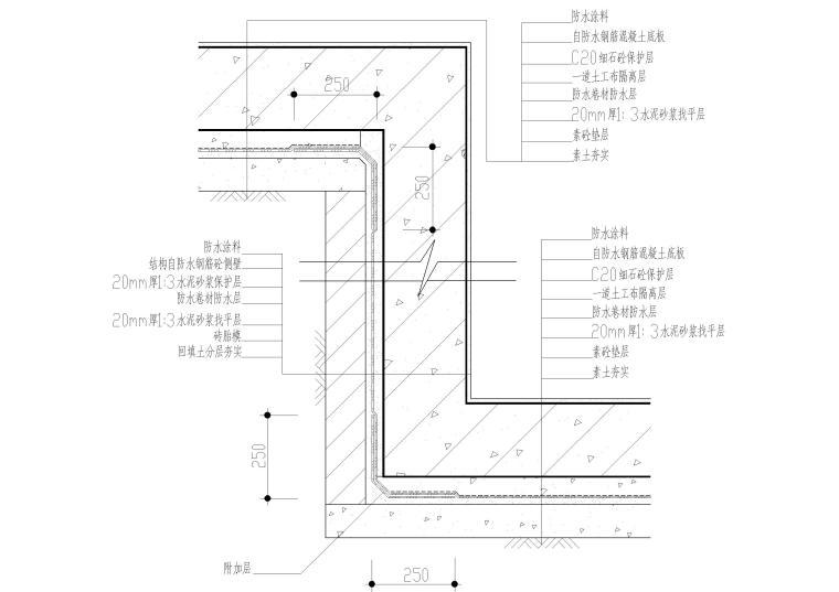 防水节点大样图cad施工图下载【ID:347076613】