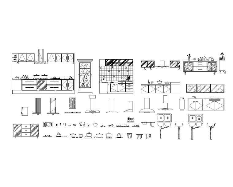 厨房类图块库cad施工图下载【ID:947225420】