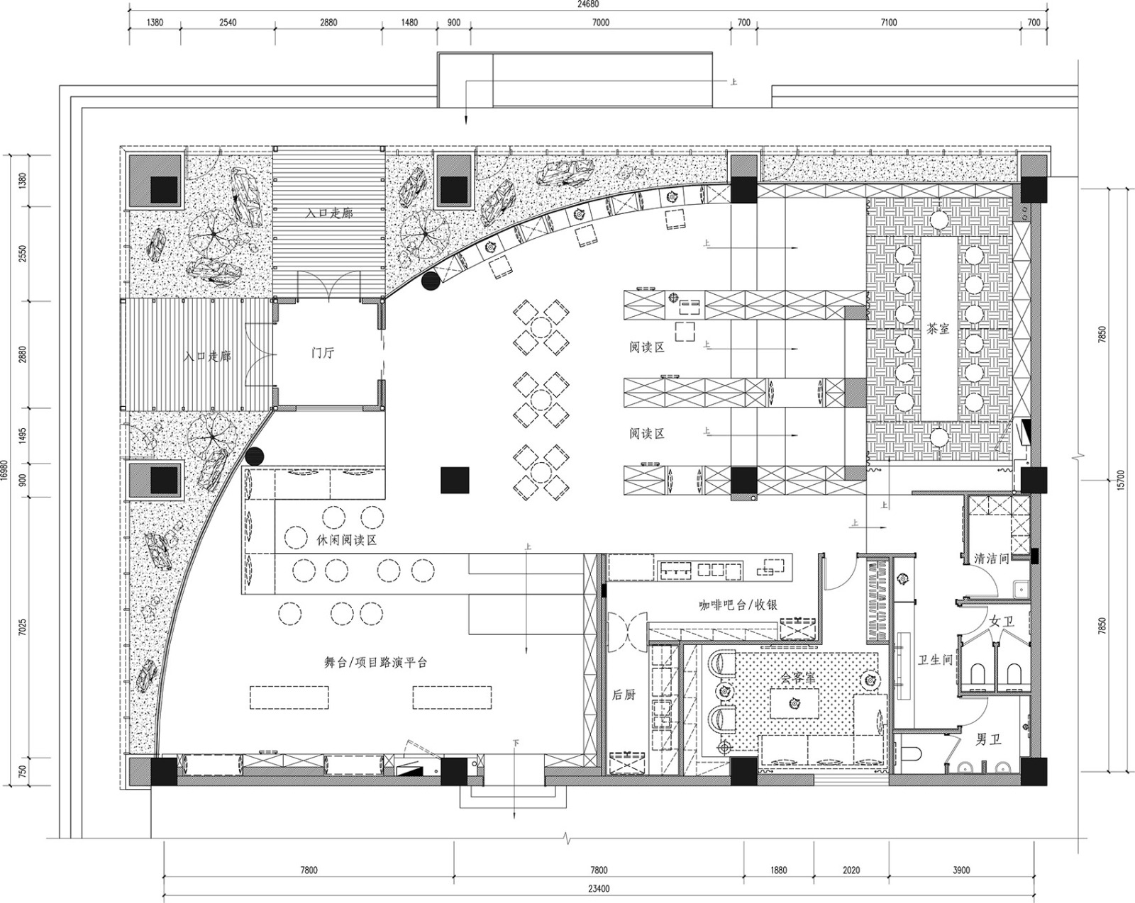 2019最新书店书吧案例丨24套丨摄影cad施工图下载【ID:747557170】