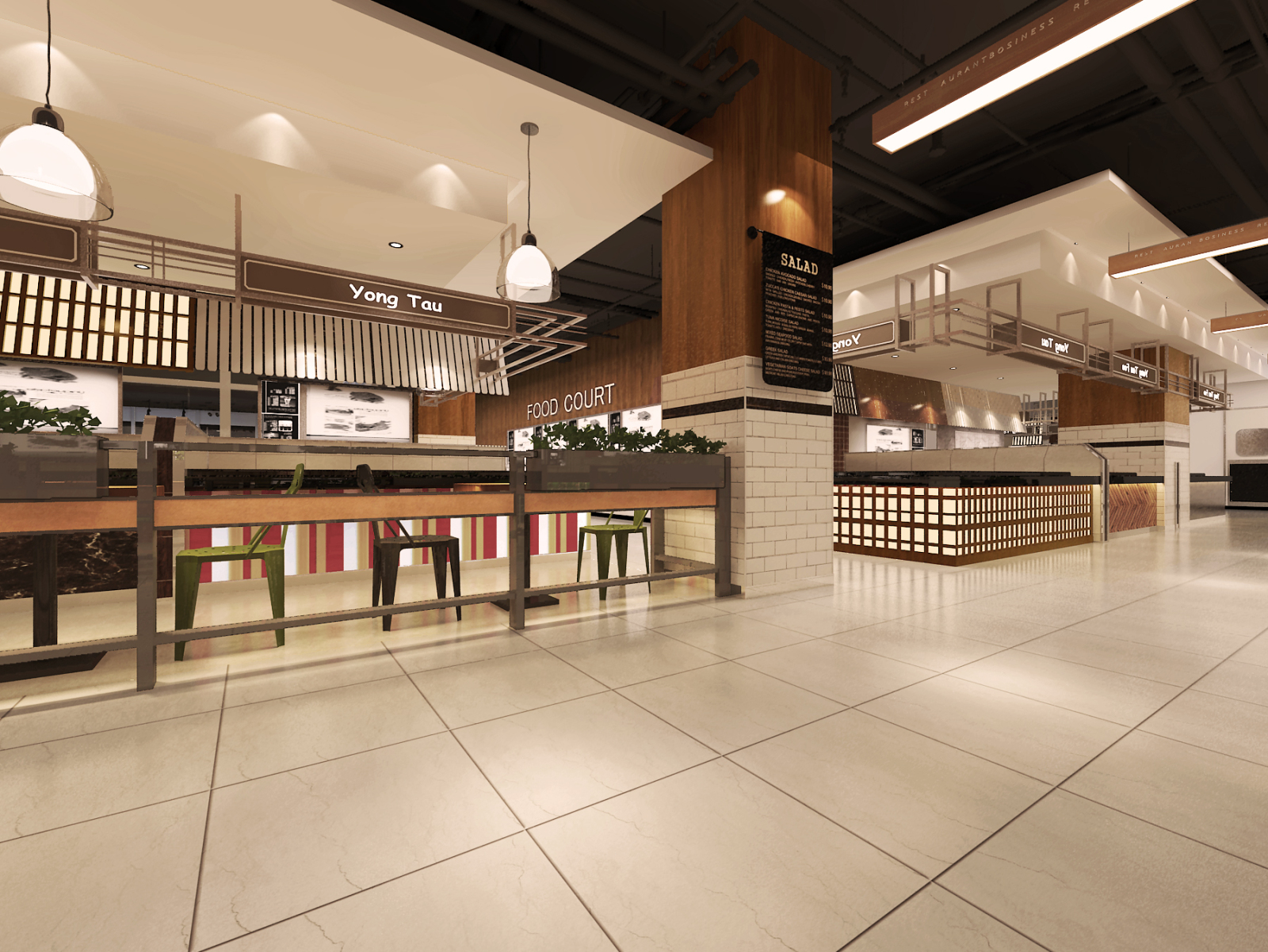 营口鲅鱼圈万隆天街美食庭院效果图cad施工图下载【ID:647707751】