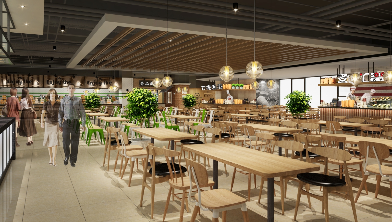 营口鲅鱼圈万隆天街美食庭院效果图cad施工图下载【ID:647707751】