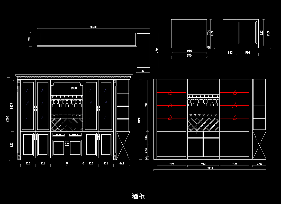 定制酒柜cad施工图下载【ID:247914120】