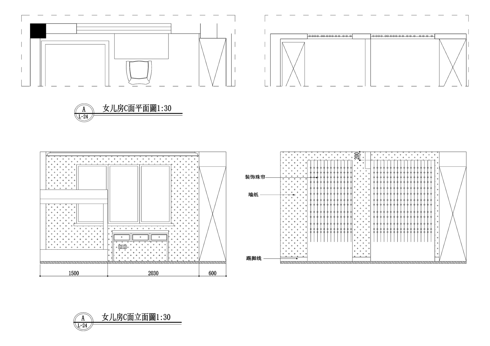 三居室田园风格住宅装修cad施工图下载【ID:547974538】