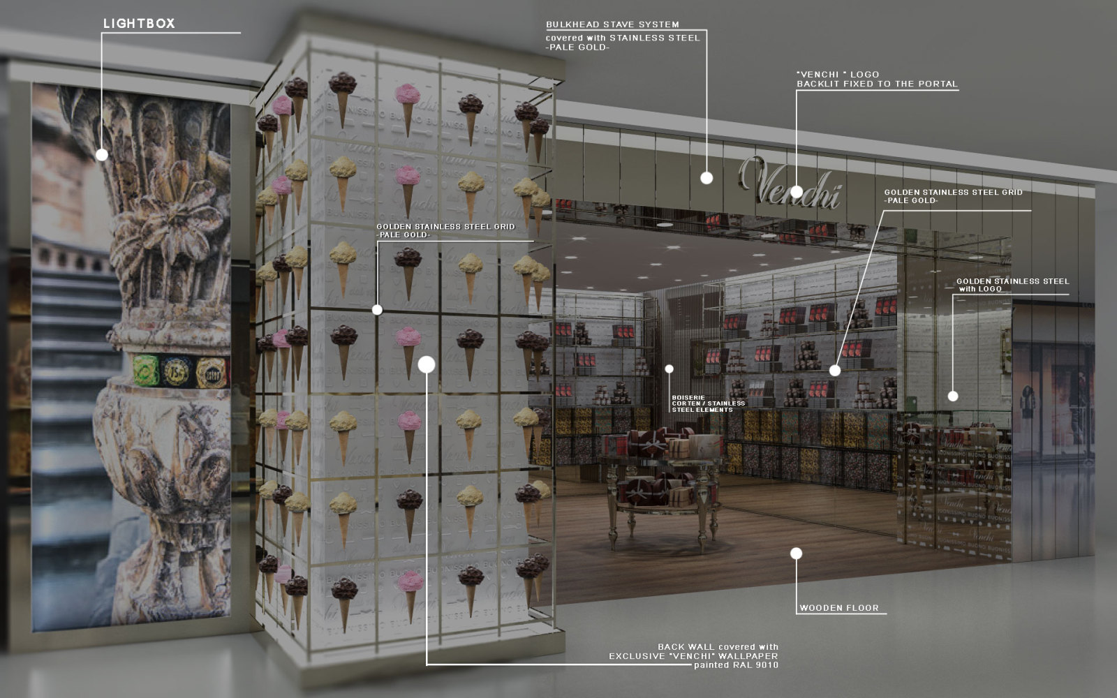 意大利顶级巧克力品牌Venchi店｜施工图cad施工图下载【ID:648251705】
