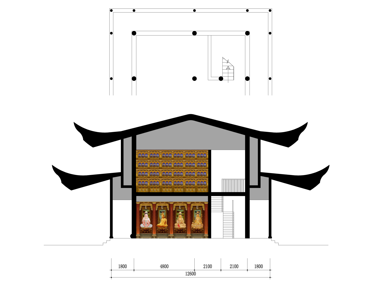 靖江关圣寺地藏殿cad施工图下载【ID:748373760】