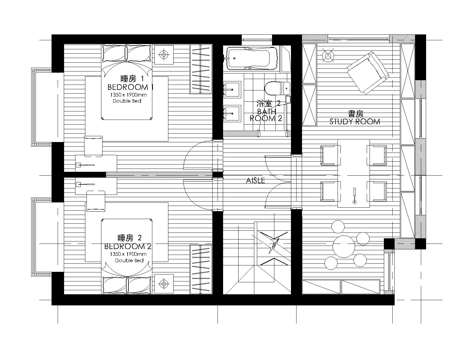 三层美式风格私人住宅装修cad施工图下载【ID:548374589】