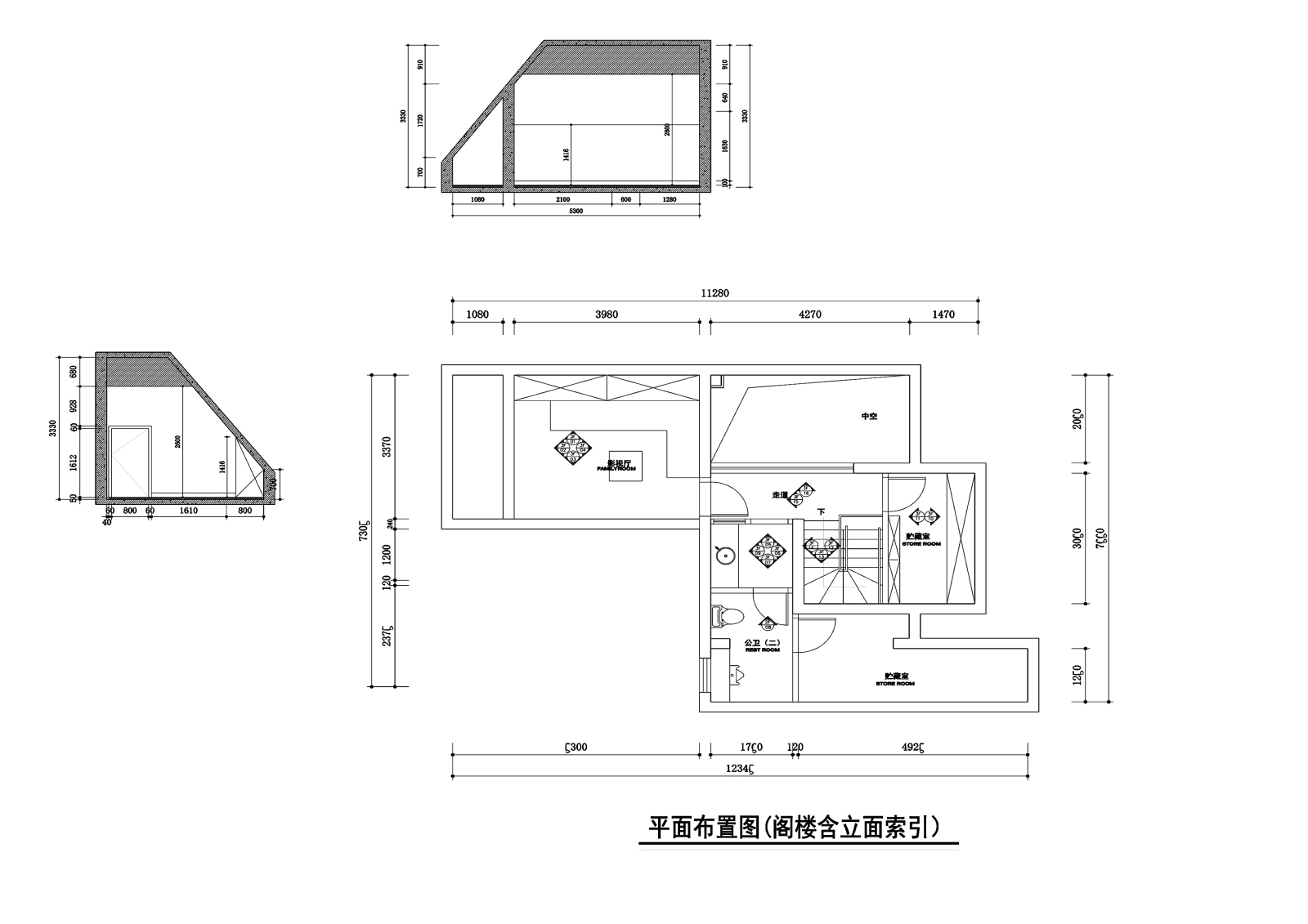 250平新中式风格复式住宅装修cad施工图下载【ID:548454565】