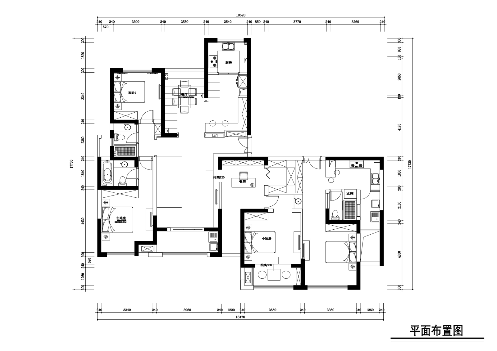 210平新中式风格住宅装修cad施工图下载【ID:548454586】