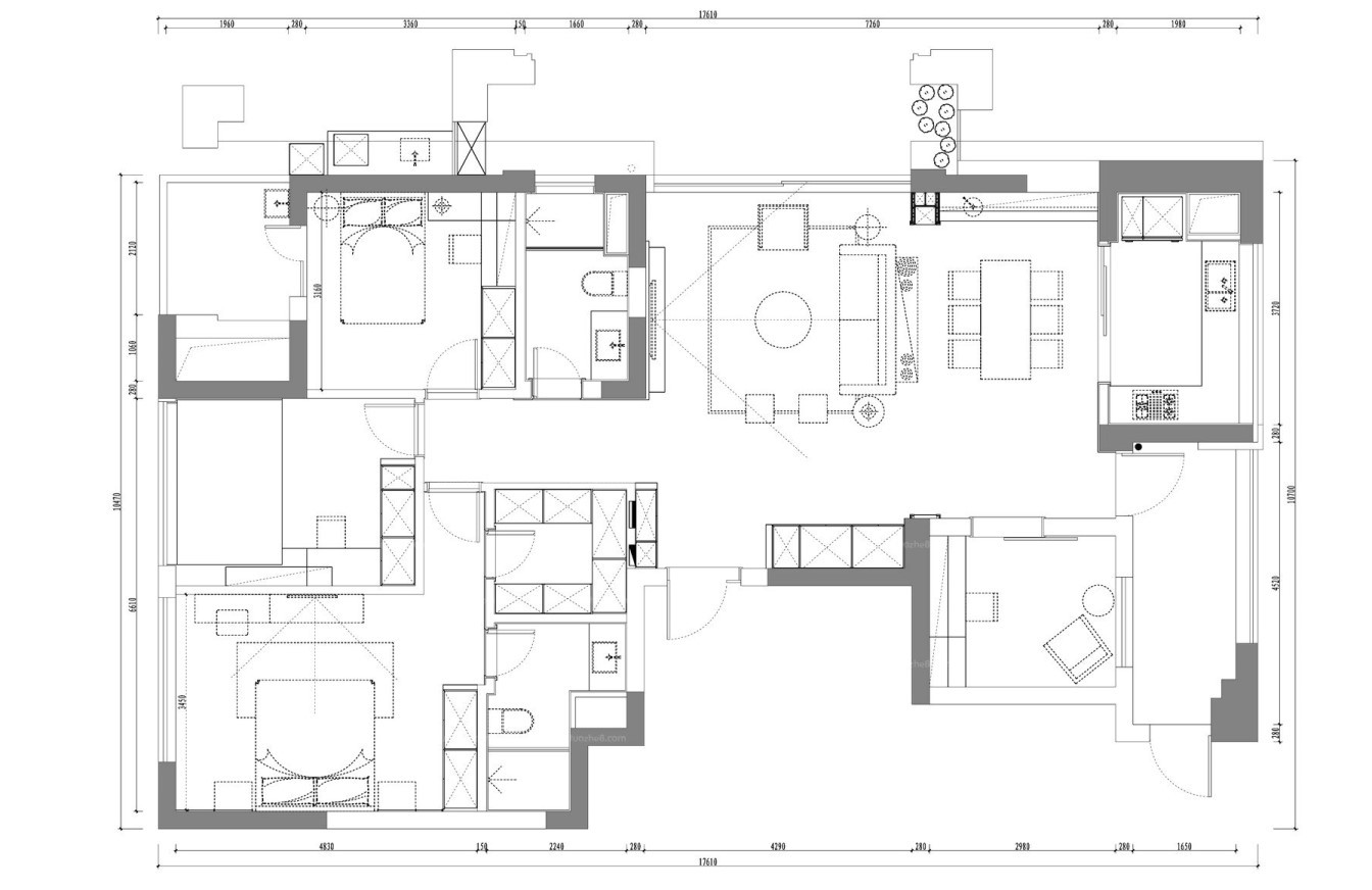 现代简约室内家装样板间设计全套施工图cadcad施工图下载【ID:548520522】