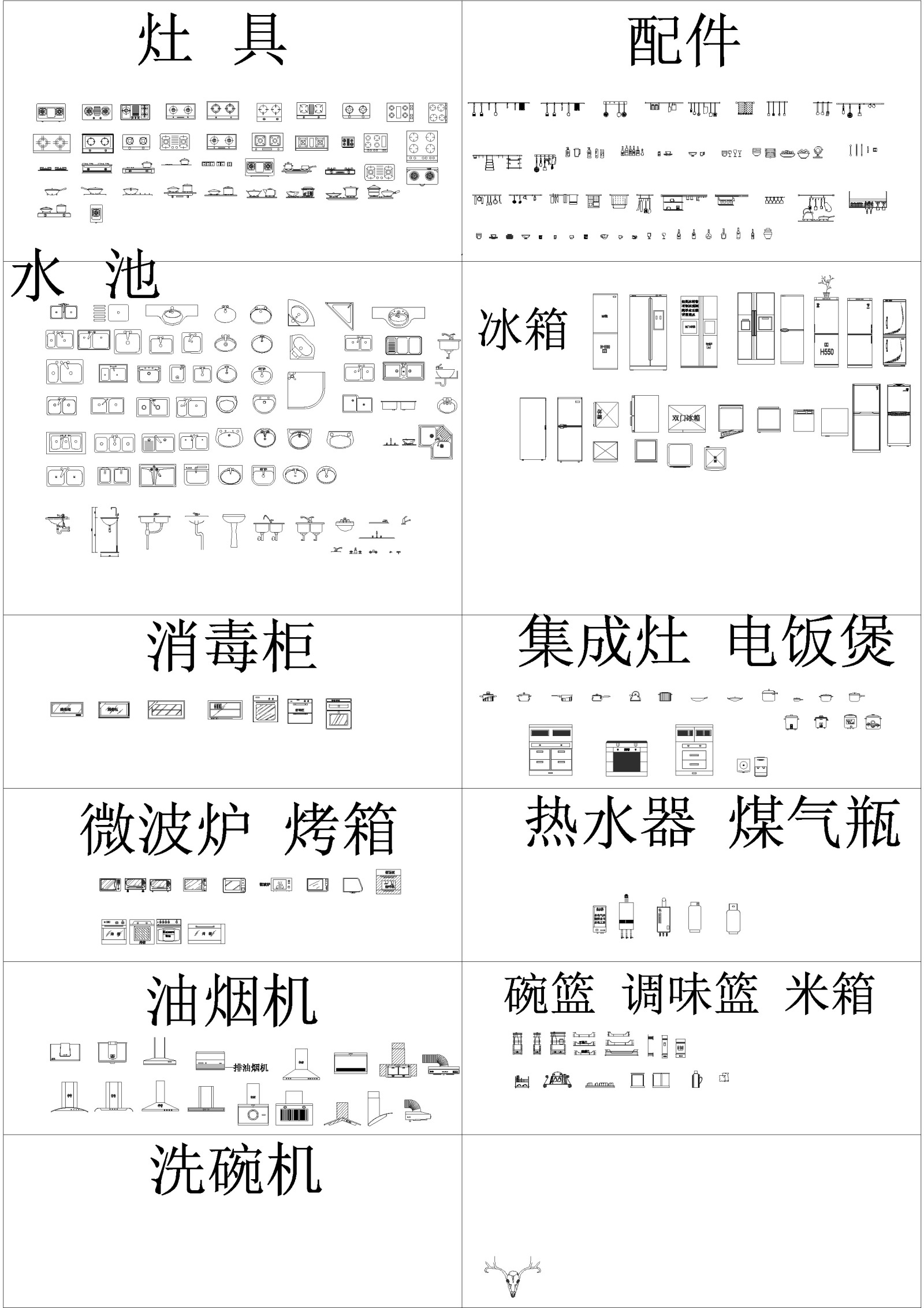 厨房素材cad立面图施工图下载【ID:948520437】