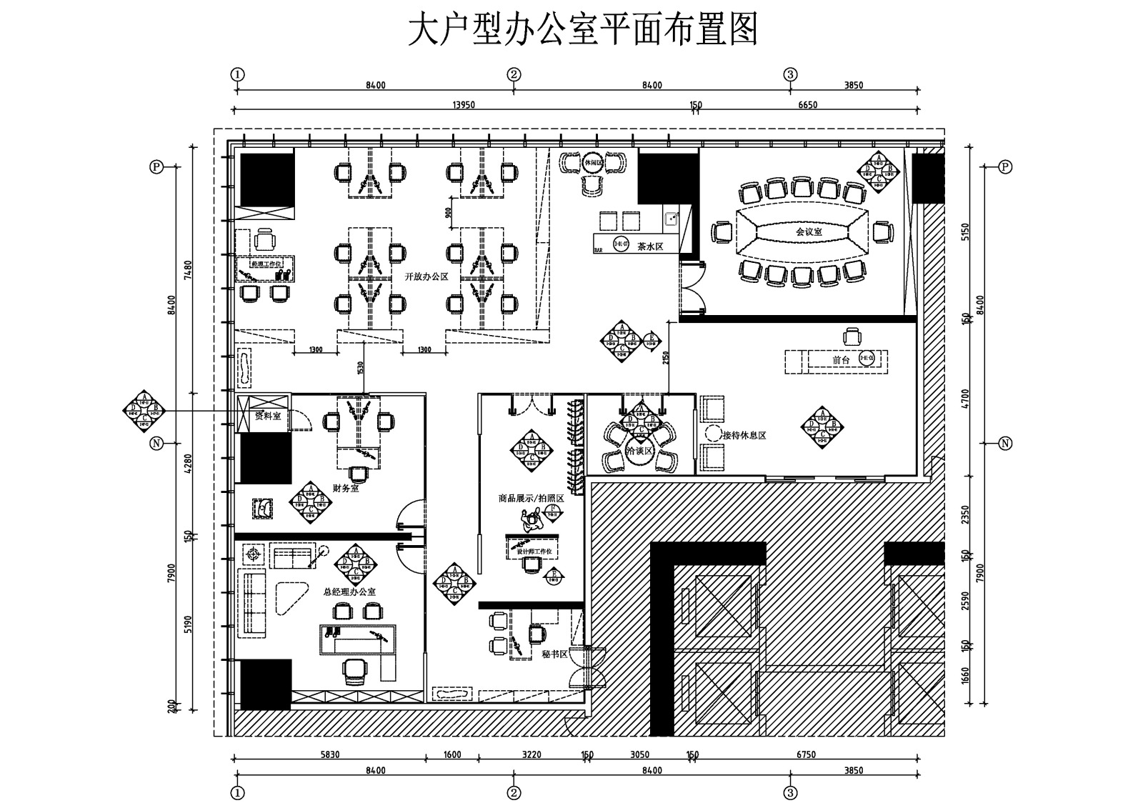 现代办公户型样板间CAD施工图cad施工图下载【ID:648859949】