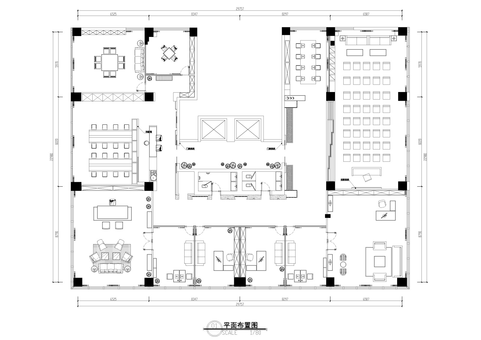 城市花园七层办公平面图cad施工图下载【ID:648861976】