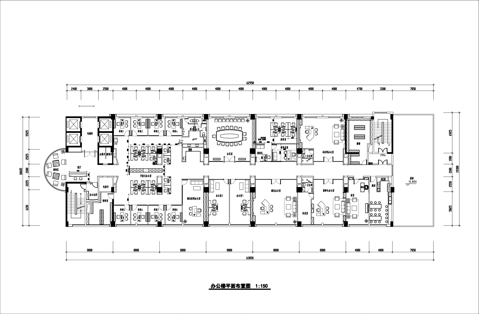 某现代办公楼平面施工图施工图下载【ID:648862960】