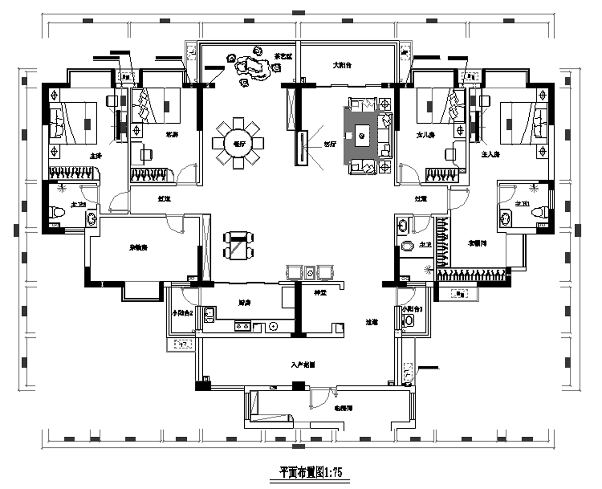 家装住宅室内装修CAD施工图施工图下载【ID:548893567】