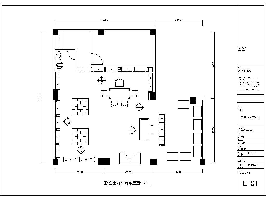酒庄室内装修CAD施工图cad施工图下载【ID:748893480】